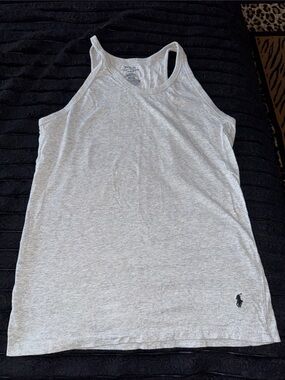 Ralph Lauren Light Gray Racerback Tank with Pony Emblem